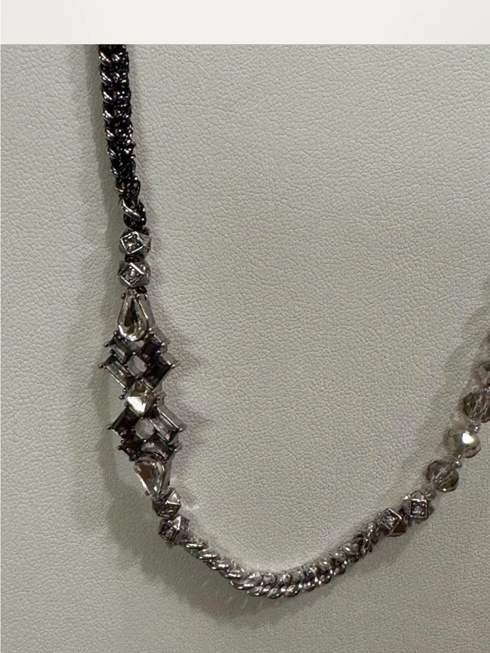Chloe + Isabel Gunmetal and Clear Crystal Mixed-Chain Necklace